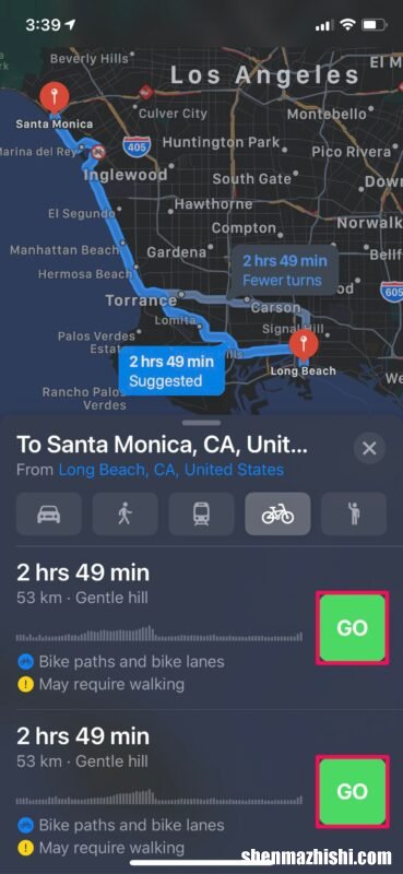 如何在iPhone上的地图中获取骑行路线