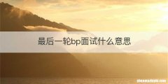 最后一轮bp面试什么意思