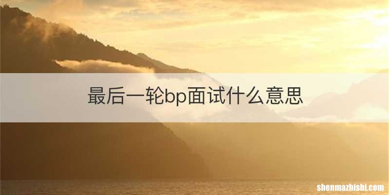 最后一轮bp面试什么意思