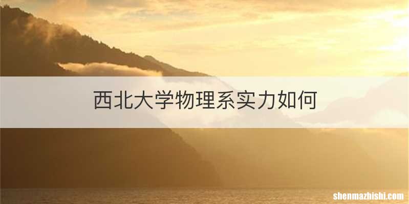 西北大学物理系实力如何