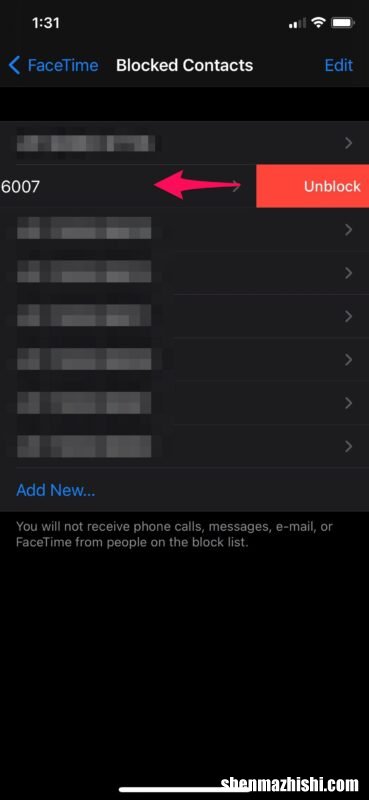 怎么在iPhone解除已阻止联系人，FaceTime通话设置
