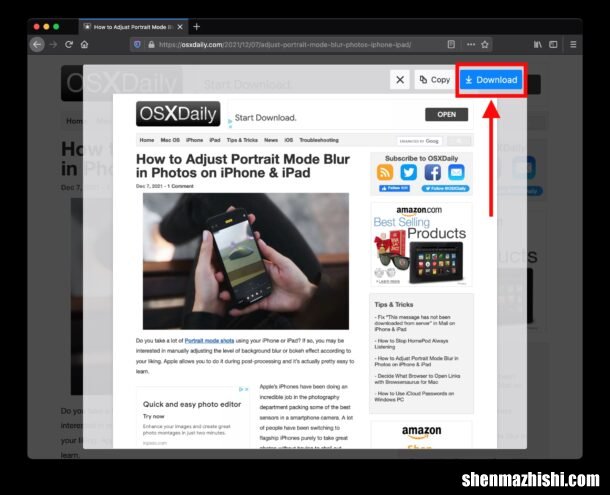 怎么在Mac上拍摄完整的网页屏幕截图