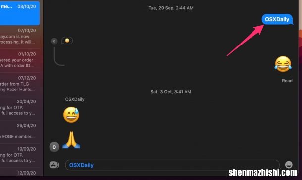 如何在macbook的信息中使用提及