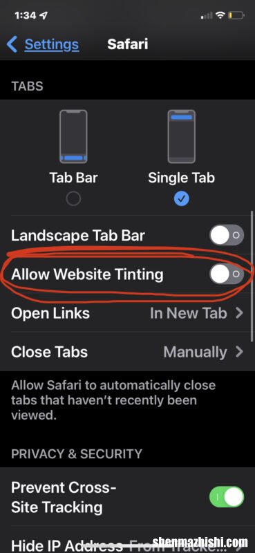 如何在iPhone和iPad的Safari中关闭地址栏颜色效果