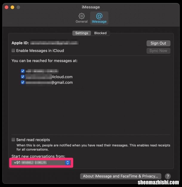 如何在Mac上为新的iMessage对话选择电子邮件