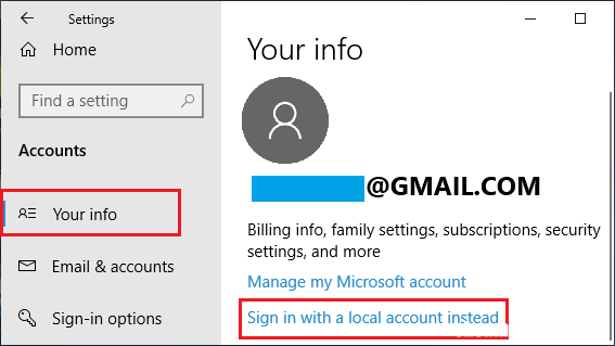 如何在Win10中将Microsoft帐户切换到本地