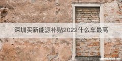 深圳买新能源补贴2022什么车最高