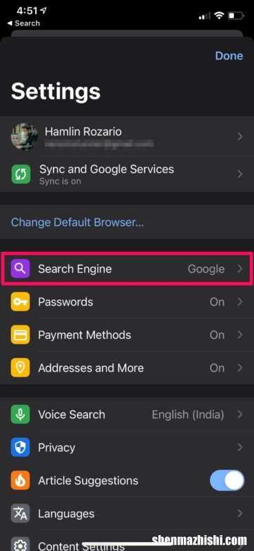 适合苹果iPhone、iPad Chrome上更改默认搜索引擎