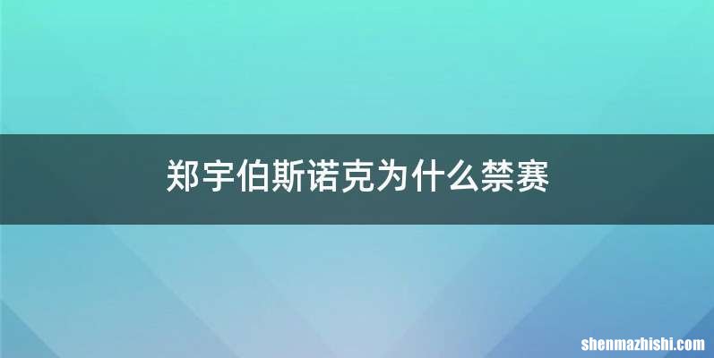 郑宇伯斯诺克为什么禁赛