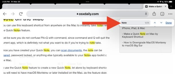 Safari、Chrome iPad键盘上Control-F搜索等中进行搜索