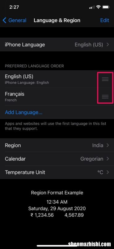 在iPhone手机上更改语言和地区，iPad上设置首选语言教程