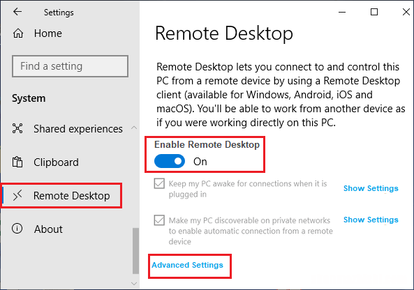 RDP 如何在Windows10中启用远程桌面