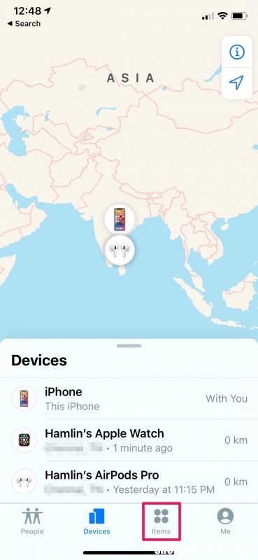 在iPhone上的“查找”中添加或更新第三方项目