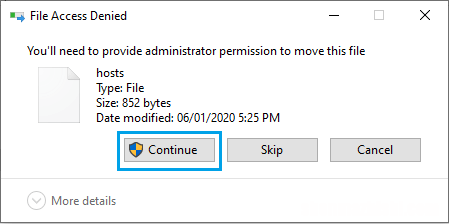 在Windows10中编辑主机文件时访问被拒绝