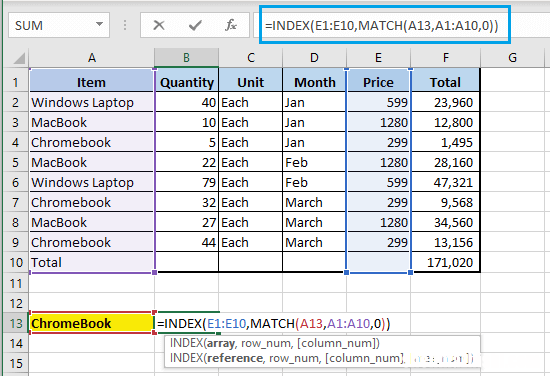 运用方法 如何在Excel中使用INDEX MATCH函数