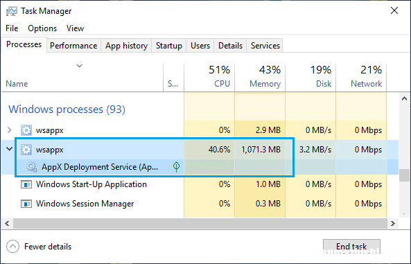 如何修复Windows10中WSAPPX的高CPU使用率