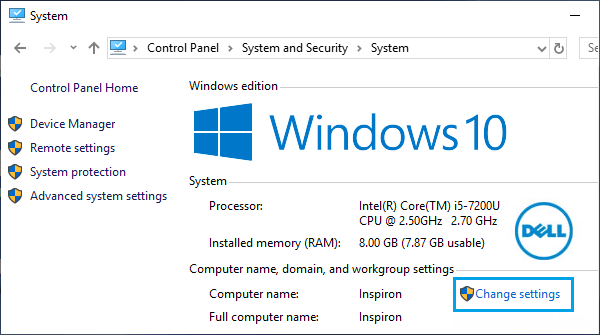 如何在Windows10中更改计算机名称