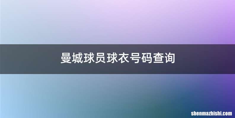 曼城球员球衣号码查询