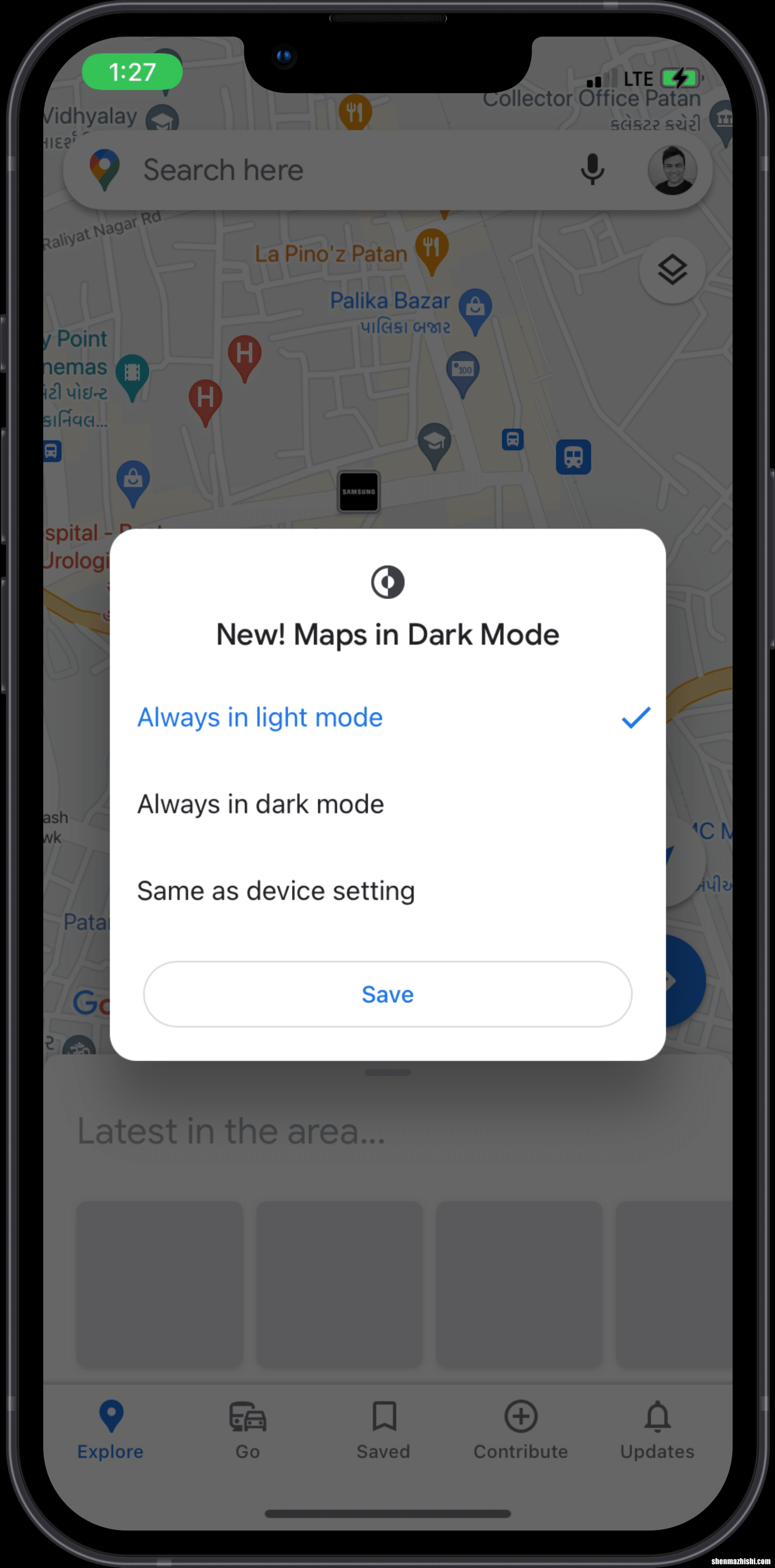 如何在iPhone上的谷歌地图中打开暗模式