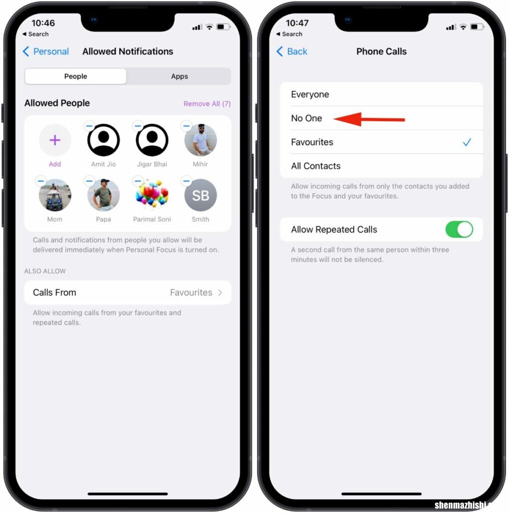 iPhone启用对焦模式，防止苹果上的来电通知