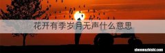 花开有季岁月无声什么意思