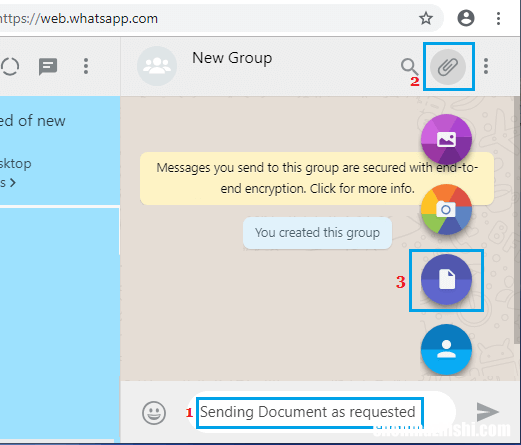如何将文件从计算机附加到WhatsApp消息