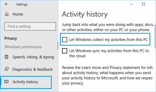 如何阻止Win10向Microsoft发送活动历史记录