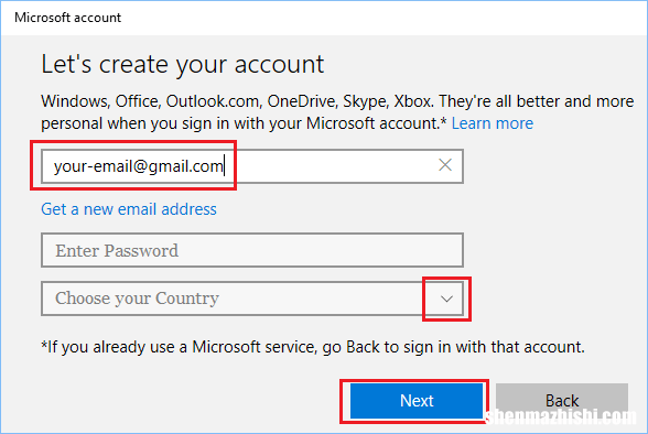 如何使用Gmail创建Microsoft帐户