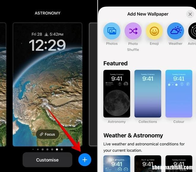 苹果iOS16 iPhone锁屏幕上设置不同的壁纸