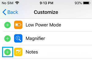 如何在iPhone上将备忘录[Notes]添加到控制中心