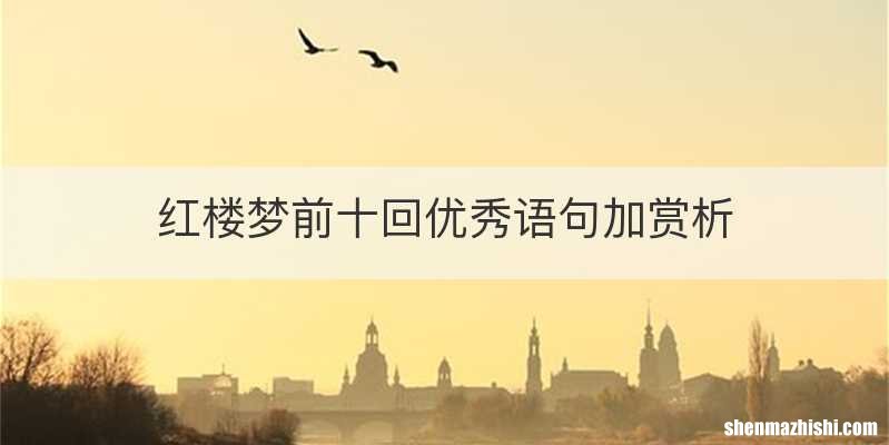 红楼梦前十回优秀语句加赏析