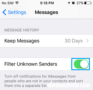 在苹果iPhone上过滤来自未知发件人的邮件
