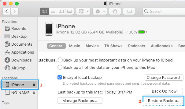 如何从Mac电脑上的备份恢复iPhone手机