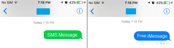 为什么iPhone上有些信息是绿色的，有些是蓝色的