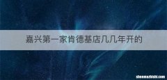 嘉兴第一家肯德基店几几年开的