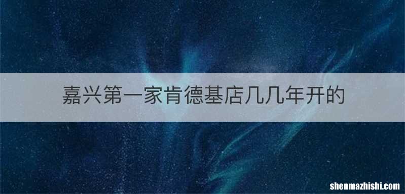 嘉兴第一家肯德基店几几年开的