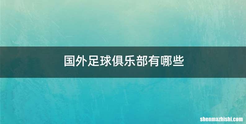 国外足球俱乐部有哪些