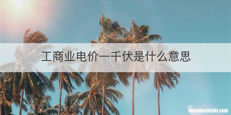 工商业电价一千伏是什么意思