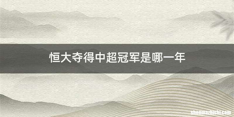 恒大夺得中超冠军是哪一年