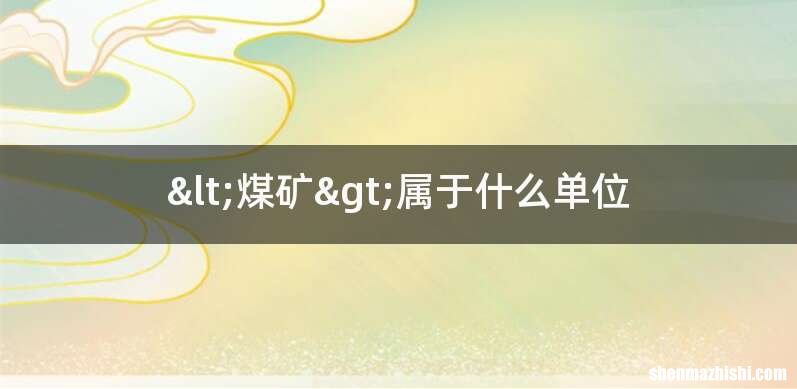 <煤矿>属于什么单位