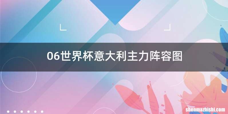 06世界杯意大利主力阵容图