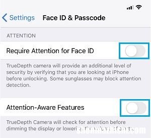 如何在iPhone上启用或禁用注意力感知功能