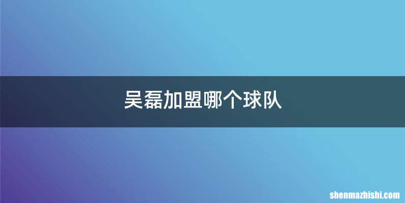 吴磊加盟哪个球队