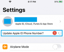 在iPhone上更新苹果ID电话号码通知