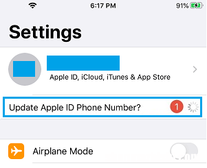 在iPhone上更新苹果ID电话号码通知