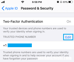 在iPhone上更新苹果ID电话号码通知