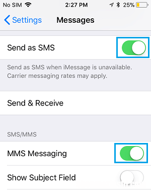 需要启用iMessage才能在iPhone上发送此消息错误