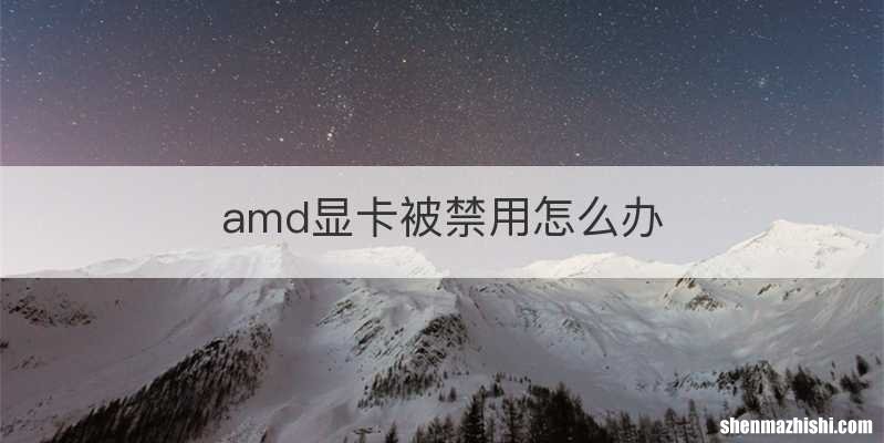 amd显卡被禁用怎么办