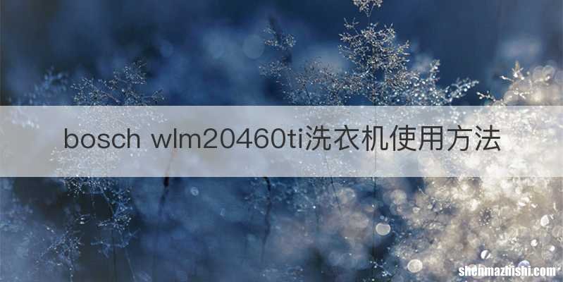 bosch wlm20460ti洗衣机使用方法