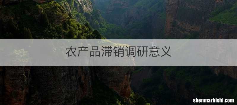 农产品滞销调研意义